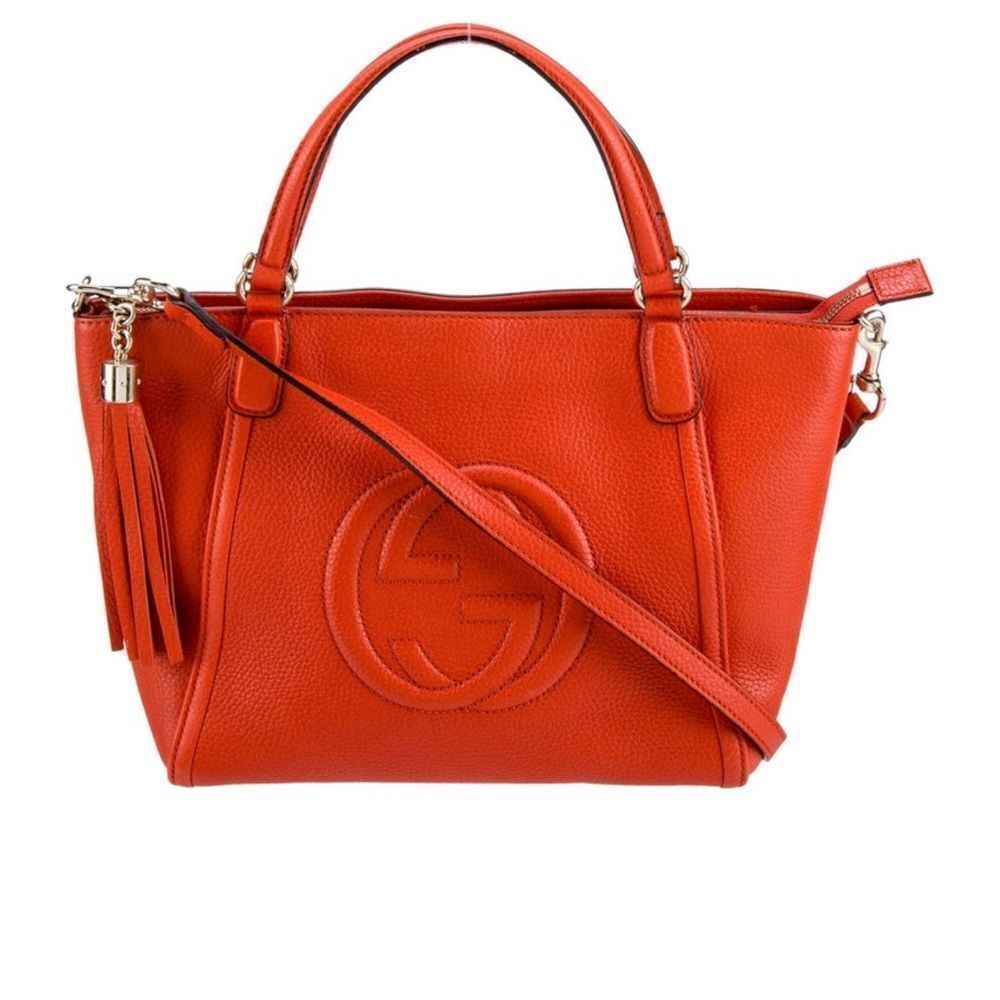 Gucci orange red soho two ways cross body bag and tote